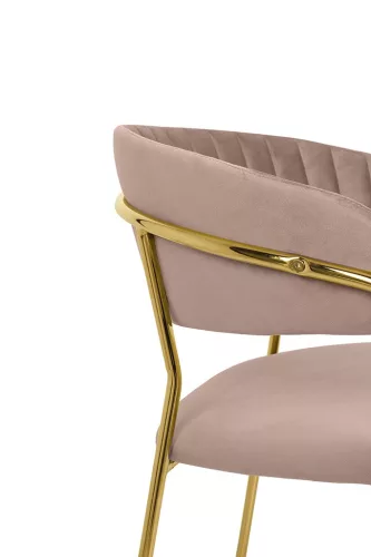King Home Margo Bárszék Velúr Khaki Arany Vázzal