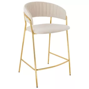 King Home MARGO 65 Bárszék Bézs Velúr Arany Vázzal