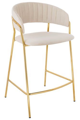 King Home MARGO 65 Bárszék Bézs Velúr Arany Vázzal