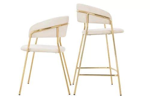 King Home MARGO 65 Bárszék Bézs Velúr Arany Vázzal