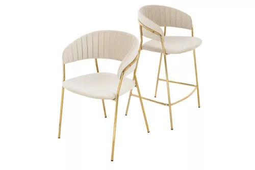 King Home MARGO 65 Bárszék Bézs Velúr Arany Vázzal