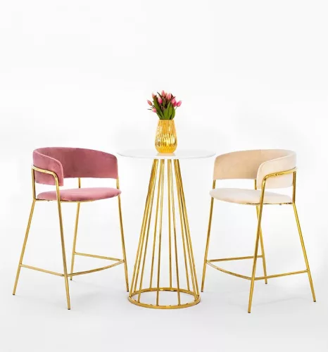 King Home GLAM 60 Bárasztal MDF Fehér Arany Glamour