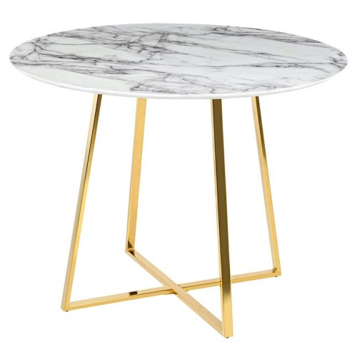 King Home Carat Kerek Étkezőasztal Márvány MDF Arany Luxus