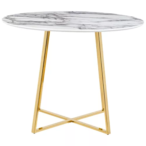 King Home Carat Kerek Étkezőasztal Márvány MDF Arany Luxus