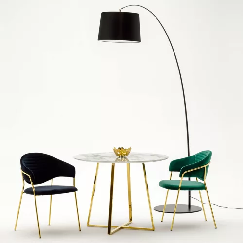 King Home Carat Kerek Étkezőasztal Márvány MDF Arany Luxus