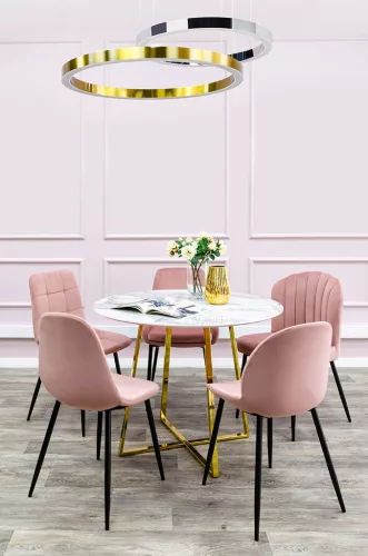 King Home Carat Kerek Étkezőasztal Márvány MDF Arany Luxus