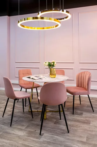 King Home Carat Kerek Étkezőasztal Márvány MDF Arany Luxus