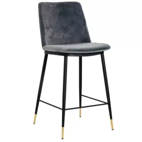   King Home DIEGO 65 Bárszék Sötétszürke Velúr Arany-Fekete Lábvéggel
