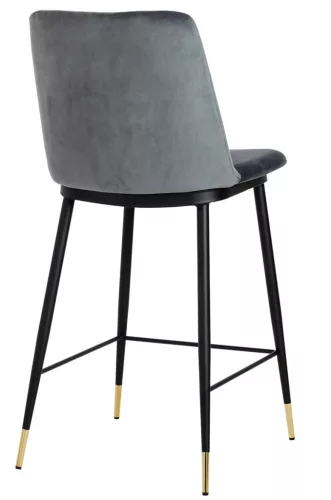 King Home DIEGO 65 Bárszék Sötétszürke Velúr Arany-Fekete Lábvéggel
