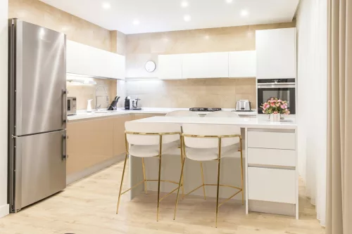 King Home Delta 65 Bárszék Bézs Bársony Arany Vázzal