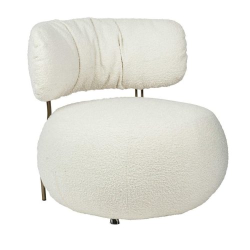 King Home Low Teddy Fotel Fehér Plüss Kényelmes