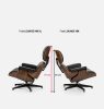 King Home Lounge XL Bőr Fotel Lábtartóval Diófa Fekete