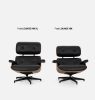 King Home Lounge XL Bőr Fotel Lábtartóval Diófa Fekete