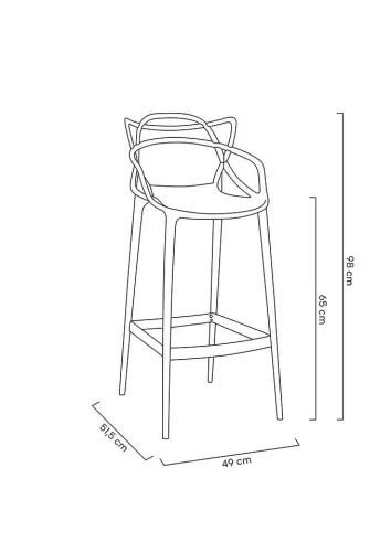 King Home HILO Premium Bárszék Polipropilén Fekete 65cm