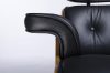 King Home Lounge Forgó Fotel Valódi Bőr Fekete/Rózsafa