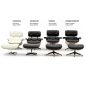 King Home Lounge Premium Pihenőfotel Diófa Fehér Bőr 360° Forgó