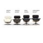 King Home Lounge Premium Pihenőfotel Diófa Fehér Bőr 360° Forgó