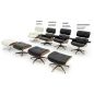King Home Lounge Premium Pihenőfotel Diófa Fehér Bőr 360° Forgó