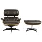 King Home Lounge Premium Bőr Pihenőfotel Lábtartóval Diófa Barna