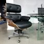 King Home Lounge Gubernator Irodai Szék Diófa Valódi Bőr Fekete