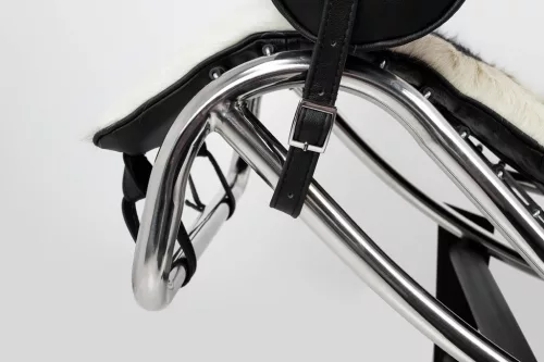 King Home Divano Pony Pihenőszék Természetes Fekete-Fehér Bőr Króm