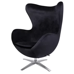 King Home Egg Széles Velvet Forgó Fotel Fekete