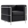 King Home SOFT LC2 Valódi Olasz Bőr Fotel Fekete Króm