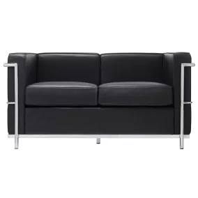 King Home SOFT LC2 Kétszemélyes Kanapé Olasz Bőr Fekete