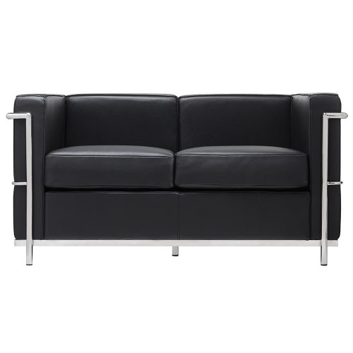 King Home SOFT LC2 Kétszemélyes Kanapé Olasz Bőr Fekete