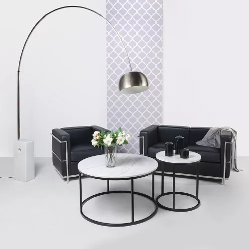 King Home SOFT LC2 Kétszemélyes Kanapé Olasz Bőr Fekete