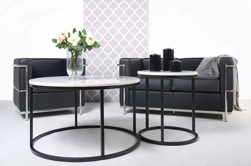 King Home SOFT LC2 Kétszemélyes Kanapé Olasz Bőr Fekete