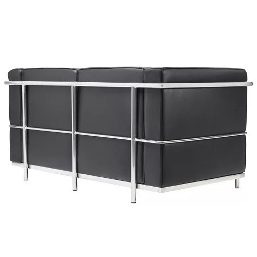 King Home SOFT LC2 Kétszemélyes Kanapé Olasz Bőr Fekete