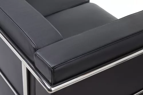 King Home SOFT LC2 Kétszemélyes Kanapé Olasz Bőr Fekete