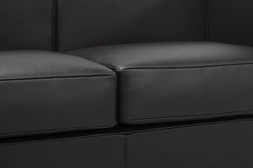 King Home SOFT LC2 Kétszemélyes Kanapé Olasz Bőr Fekete
