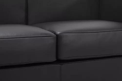 King Home SOFT LC2 Háromszemélyes Kanapé Valódi Olasz Bőr Fekete