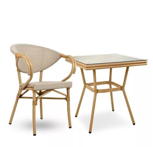 King Home Bistro Paris Karfás Szék Világosbarna Rattan