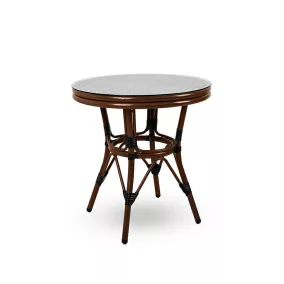   King Home Cafe Paris Rattan Kerti Asztal Üveglappal Dióbarna
