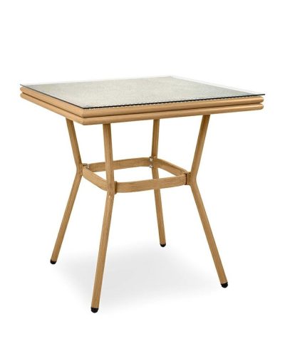 King Home Bistro Paris Rattan Üveglapos Kerti Asztal Világosbarna