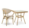 King Home Bistro Paris Rattan Üveglapos Kerti Asztal Világosbarna
