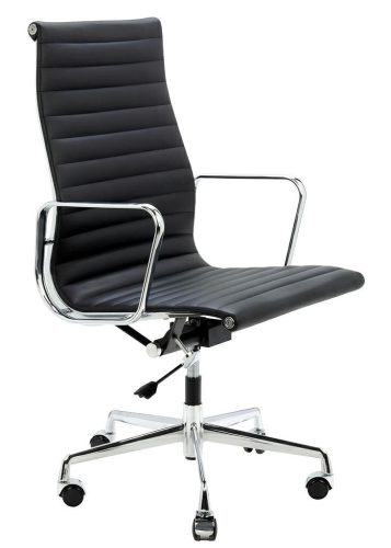King Home Aeron Prestige Plus Irodai Szék Valódi Bőr Fekete Króm