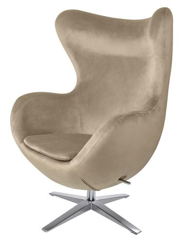 King Home Egg Széles Bársony Fotel Khaki