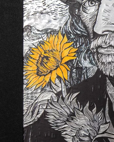 King Home Van Sunflower Művészi Nyomat Fekete Keretben