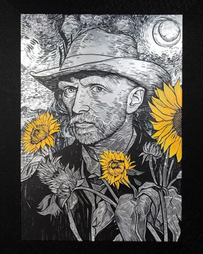 King Home Van Sunflower Művészi Nyomat Fekete Keretben