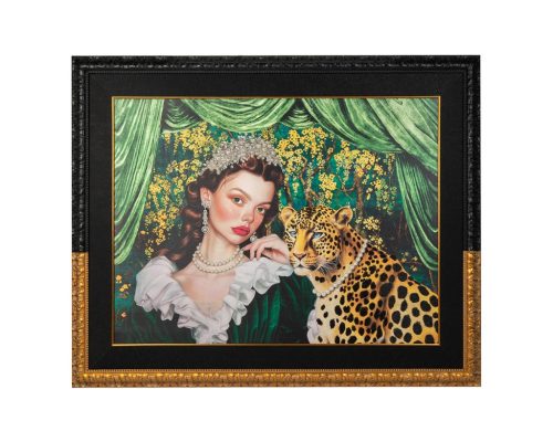 King Home Pearls Leopard Luxus Művészeti Kép Gyöngy Díszítéssel