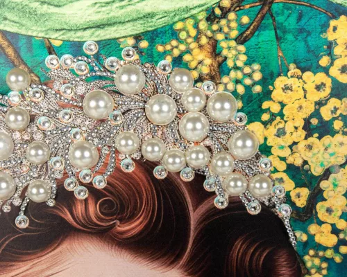 King Home Pearls Leopard Luxus Művészeti Kép Gyöngy Díszítéssel