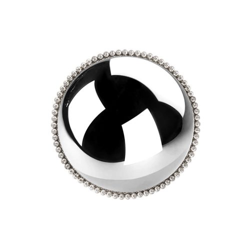 King Home Pearls Kerek Tükör Dekoráció Ezüst Kristály Szegéllyel