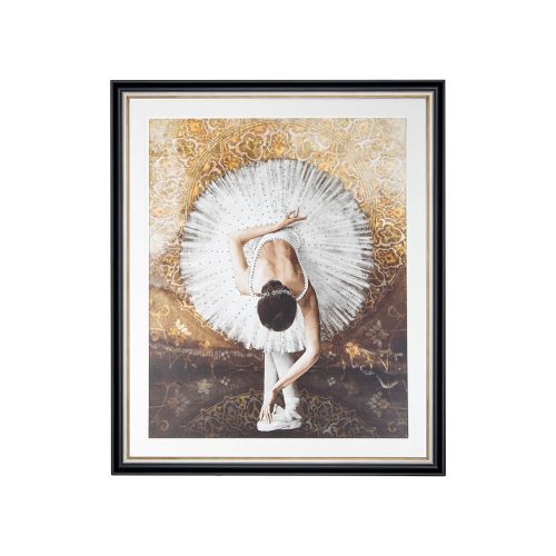 King Home Ballerina Művészeti Nyomat Fekete-Arany Keretben 100x120