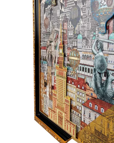 King Home Varsó Városkép Művészi Falikép Arany Kerettel