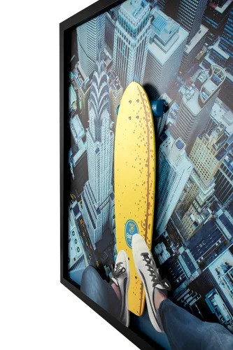 King Home Big City Skater New York Városkép Vászonkép Sárga 130x130
