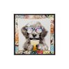 King Home Coffee Dog Modern Vászonkép Virágos Kerettel